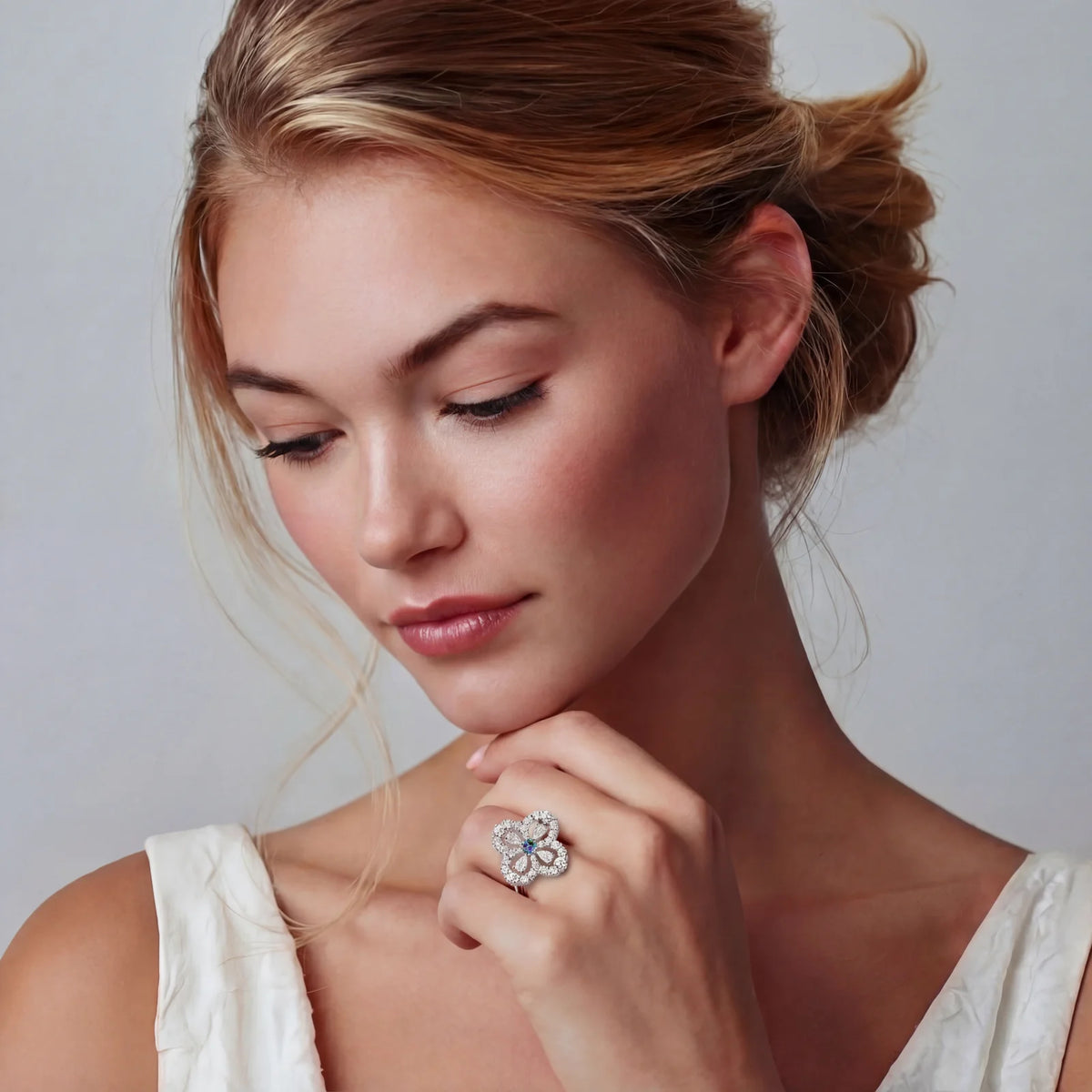 Prismatic Bloom Moissanite Ring