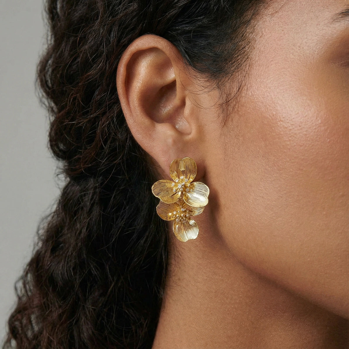 Golden Bloom Double Earrings